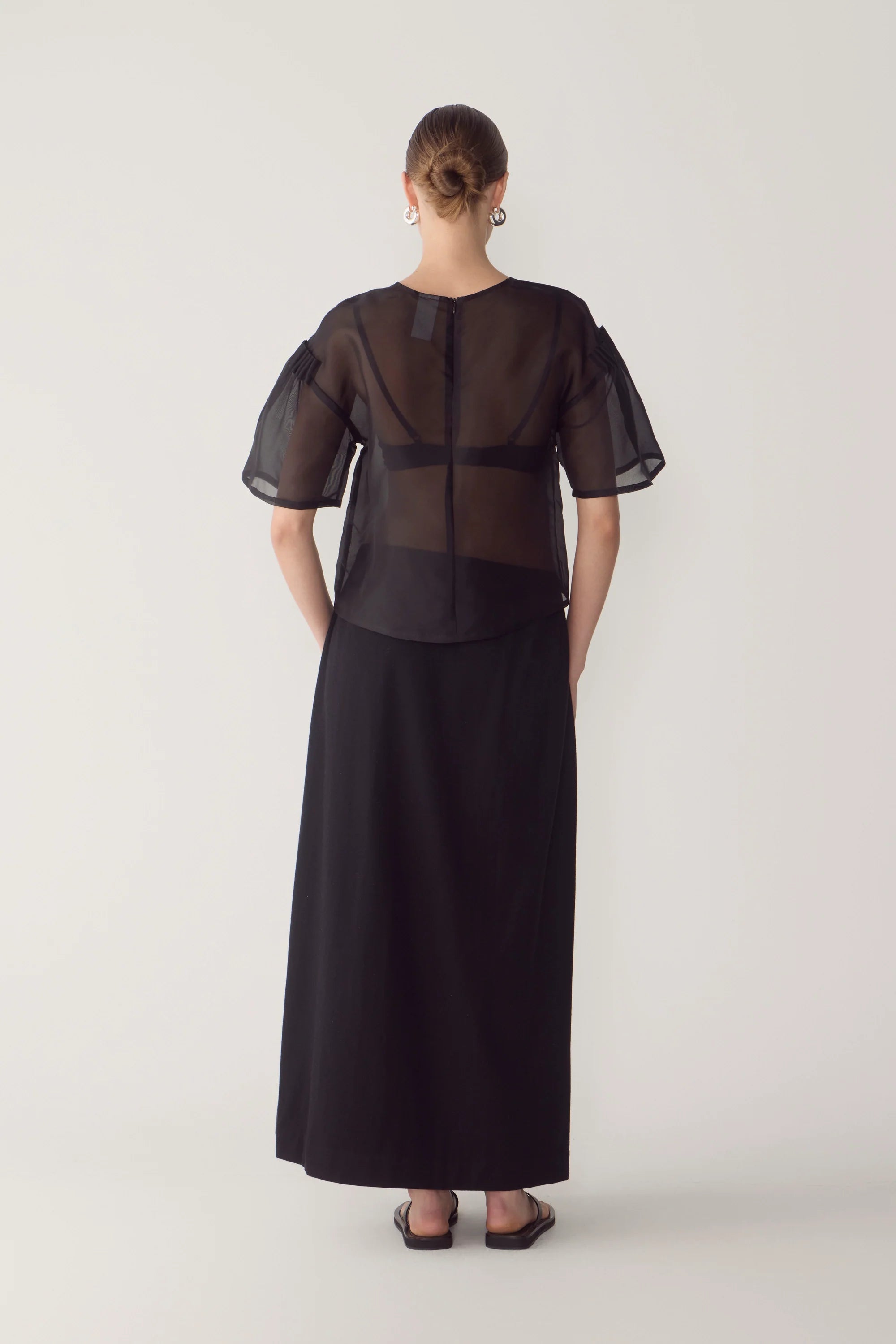 Aubree Top Black Silk Organza