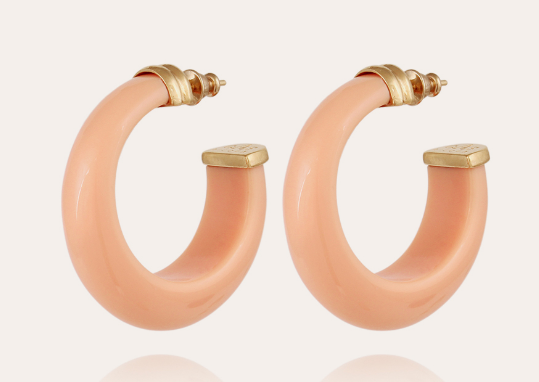 GAS BIJOUX Abalone Hoop Earrings - Acetate gold & Pink | Halcyon Atelier