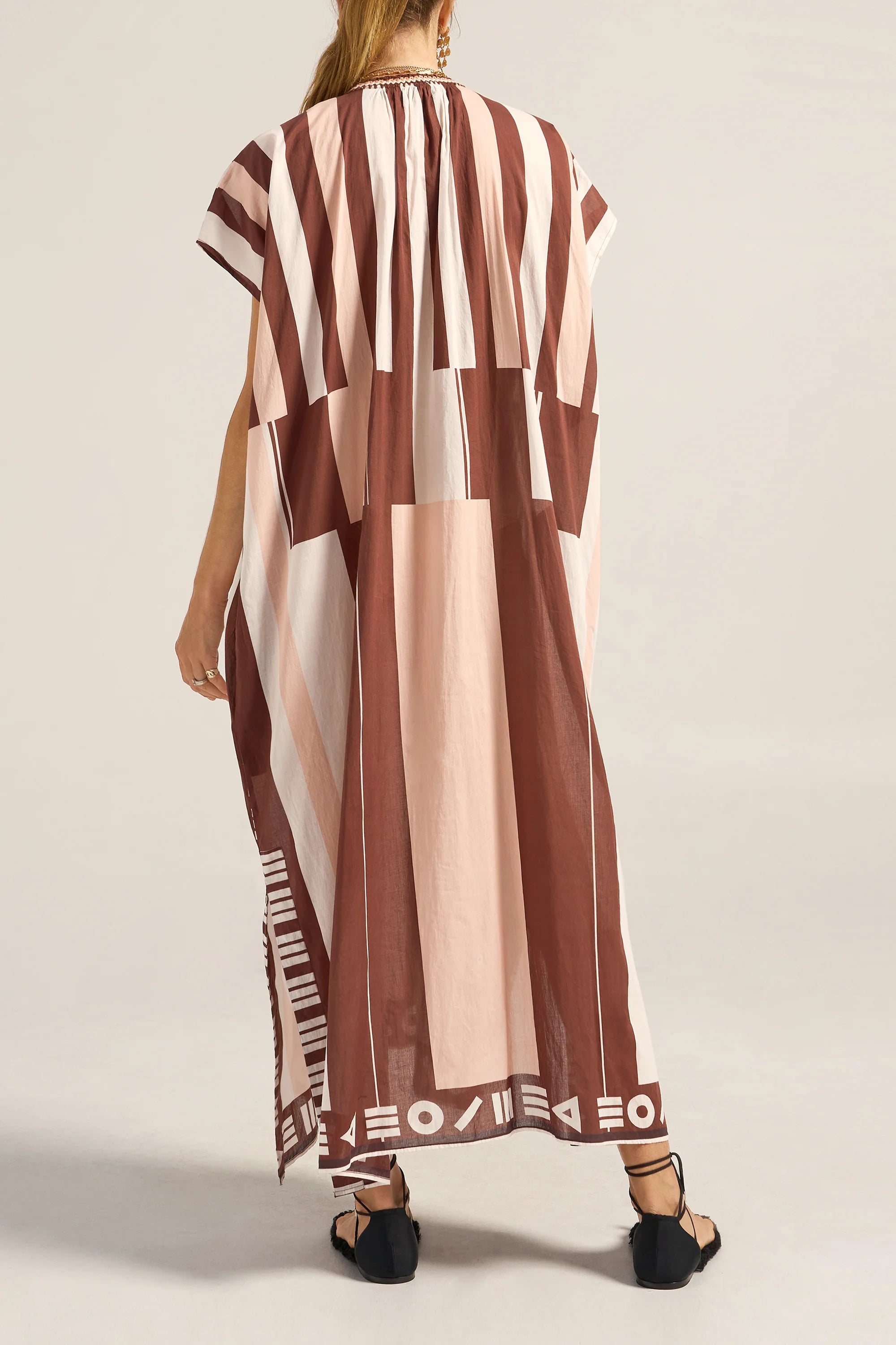 Thaddeus Pink & Brown Sarong Caftan