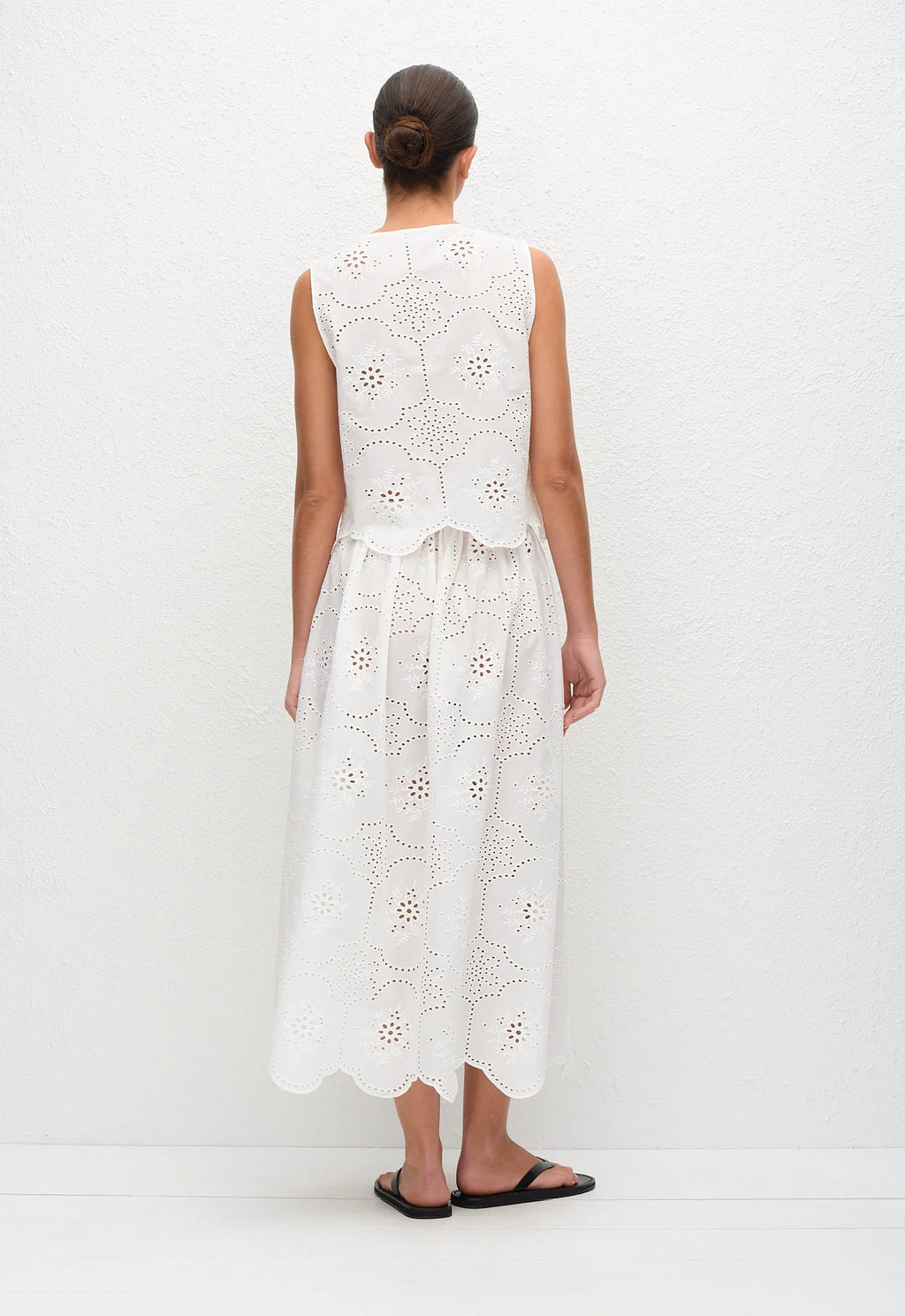 Broderie Tie Blouse White