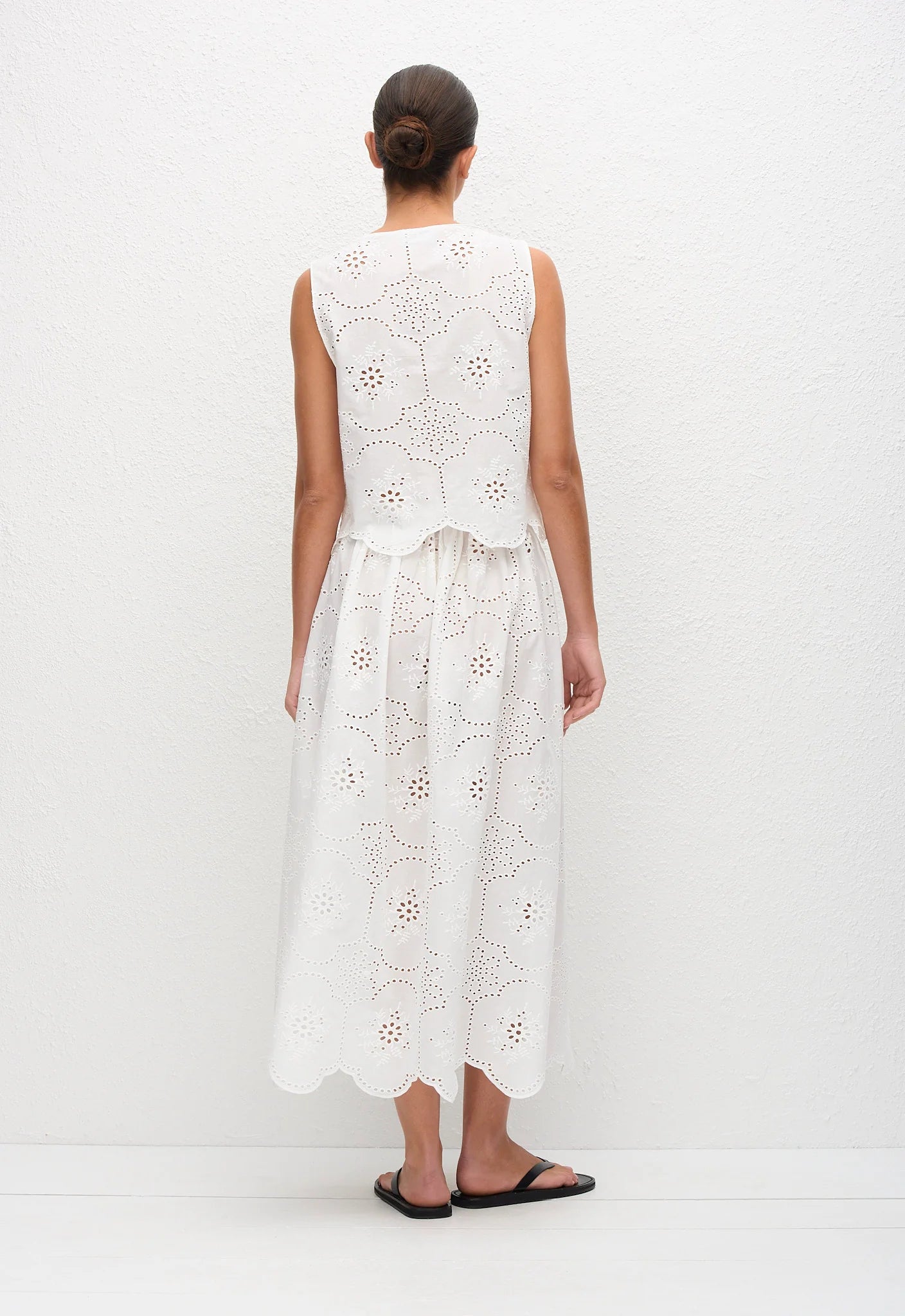 Broderie Tie Blouse White