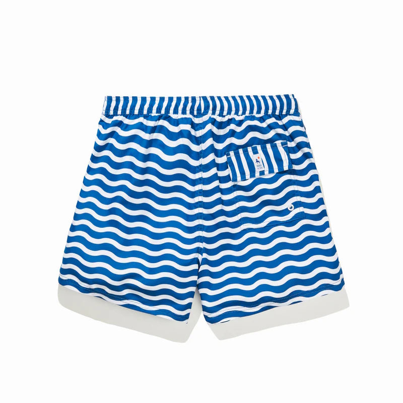 Blue Stiped Wave Boardshorts and swimshorts_ Le Dog Le Blue WavyMens Online Beachwear at Halcyon Atelier Store