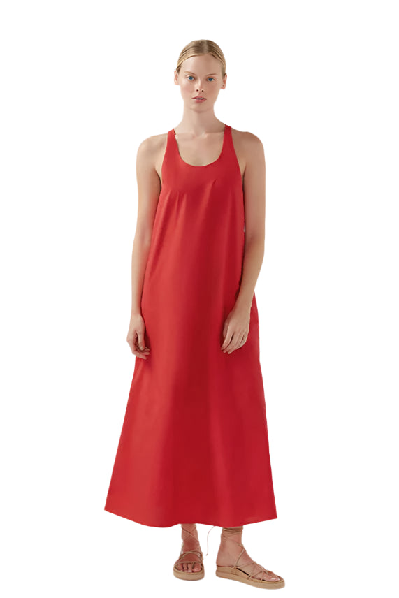 BIRD & KNOLL Collins Dress Tomato | Halcyon Atelier
