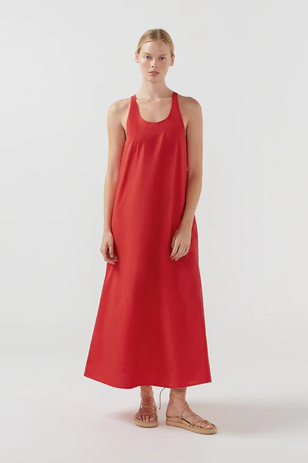 BIRD & KNOLL Collins Dress Tomato | Halcyon Atelier