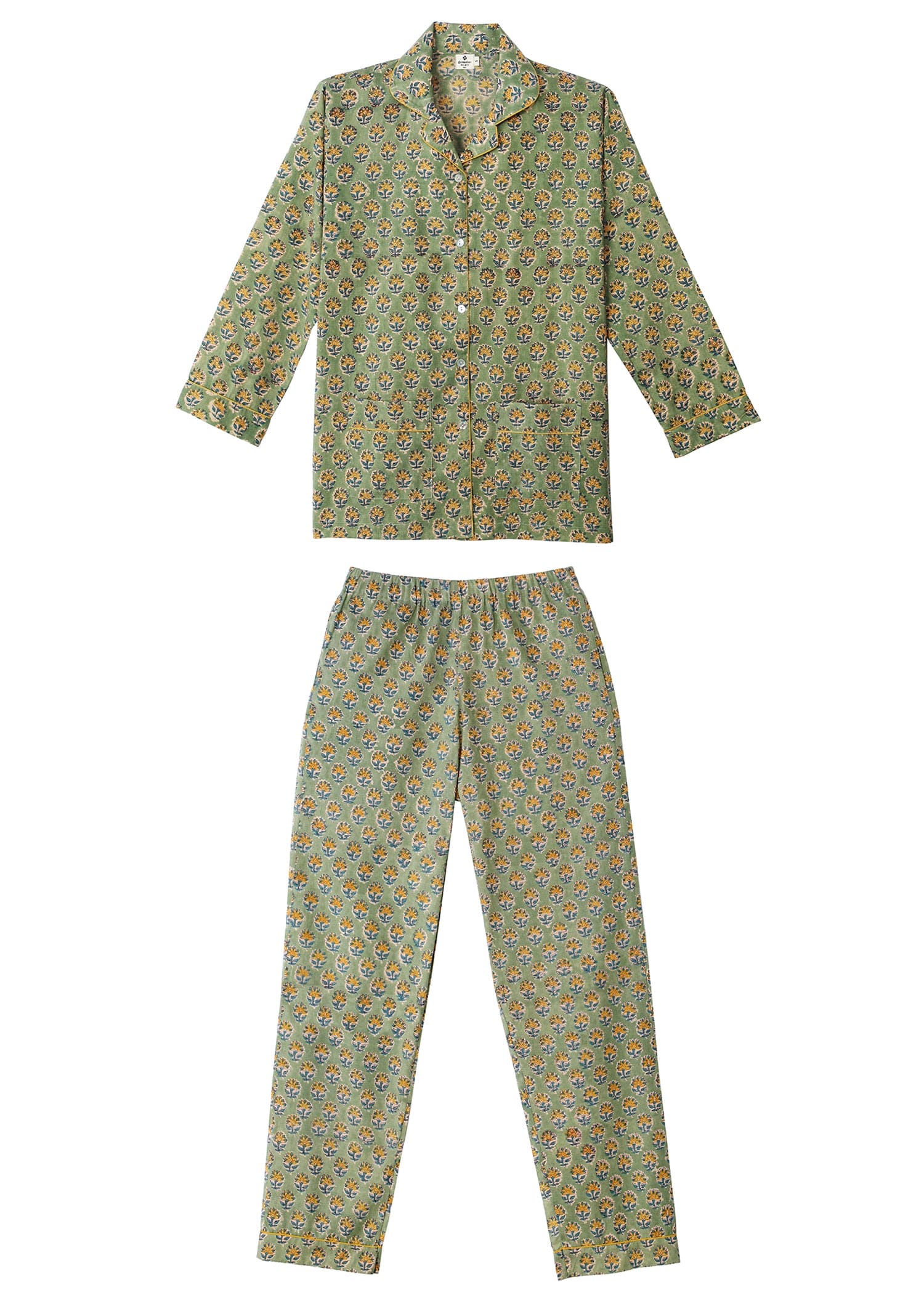 Camille Pyjamas Cotton Jaipur Green