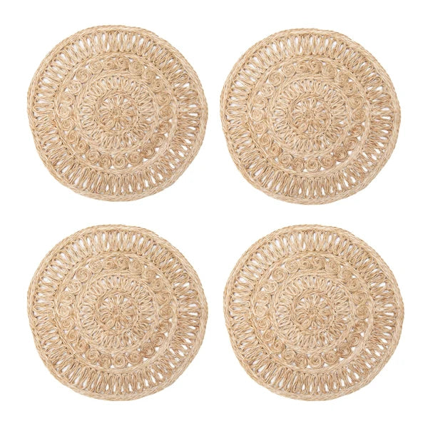 Circolo Abaca Natural 15" Round Placemats - Set of 4