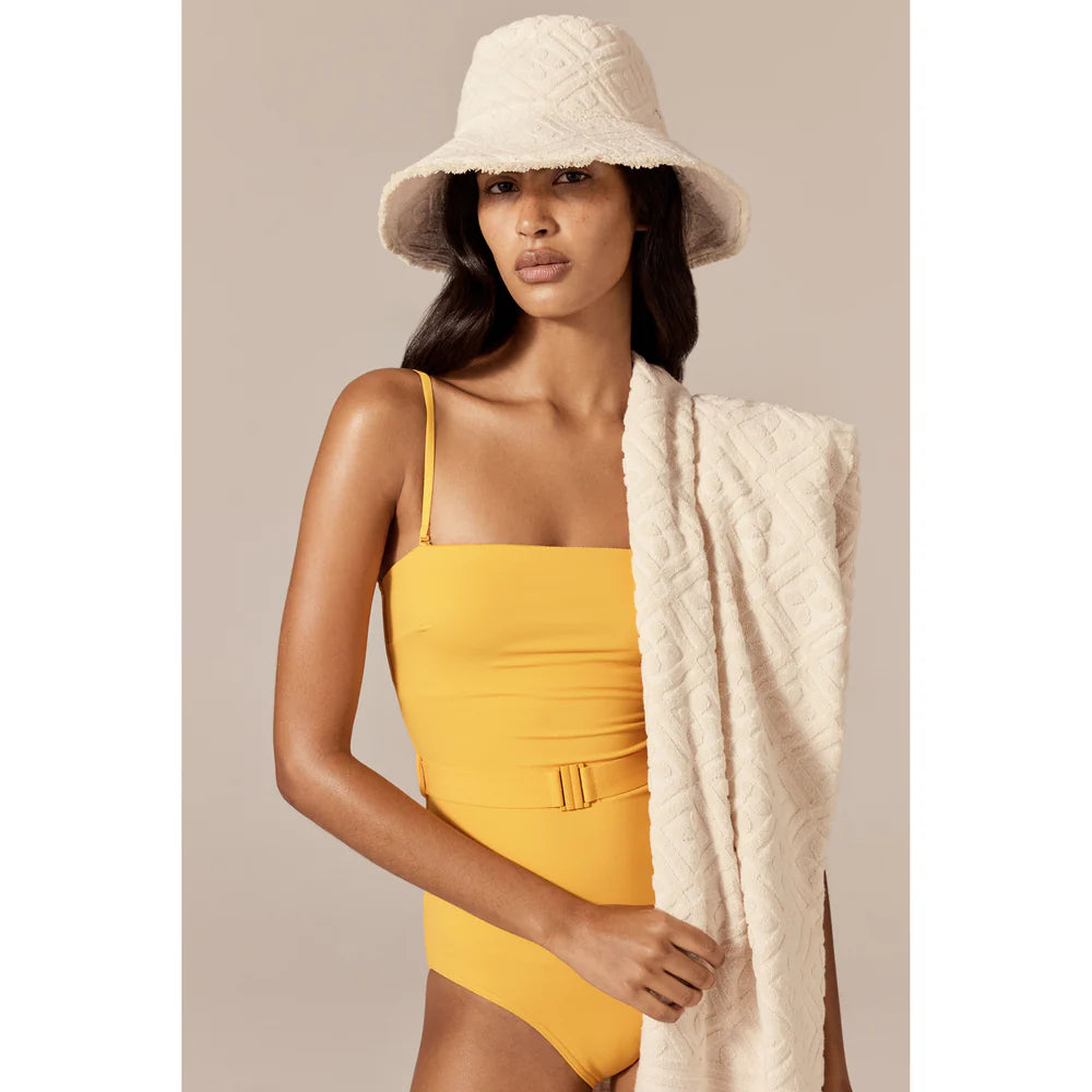 Cintia Cotton Towelling Bucket Hat Parchment