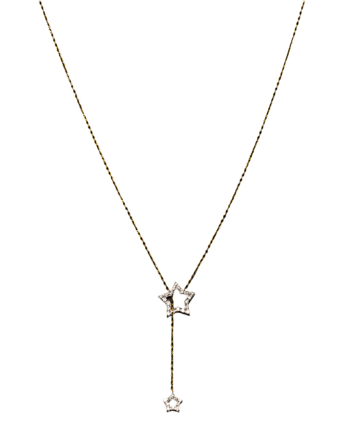 PHOEBE 18ct yellow gold double star diamond necklace