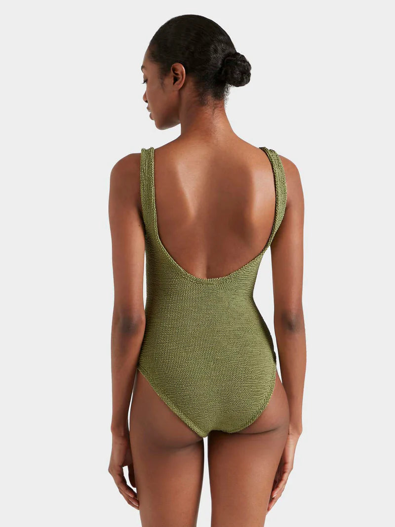 Coverage Celine Swimsuit With Tonal Hoops Metallic Moss