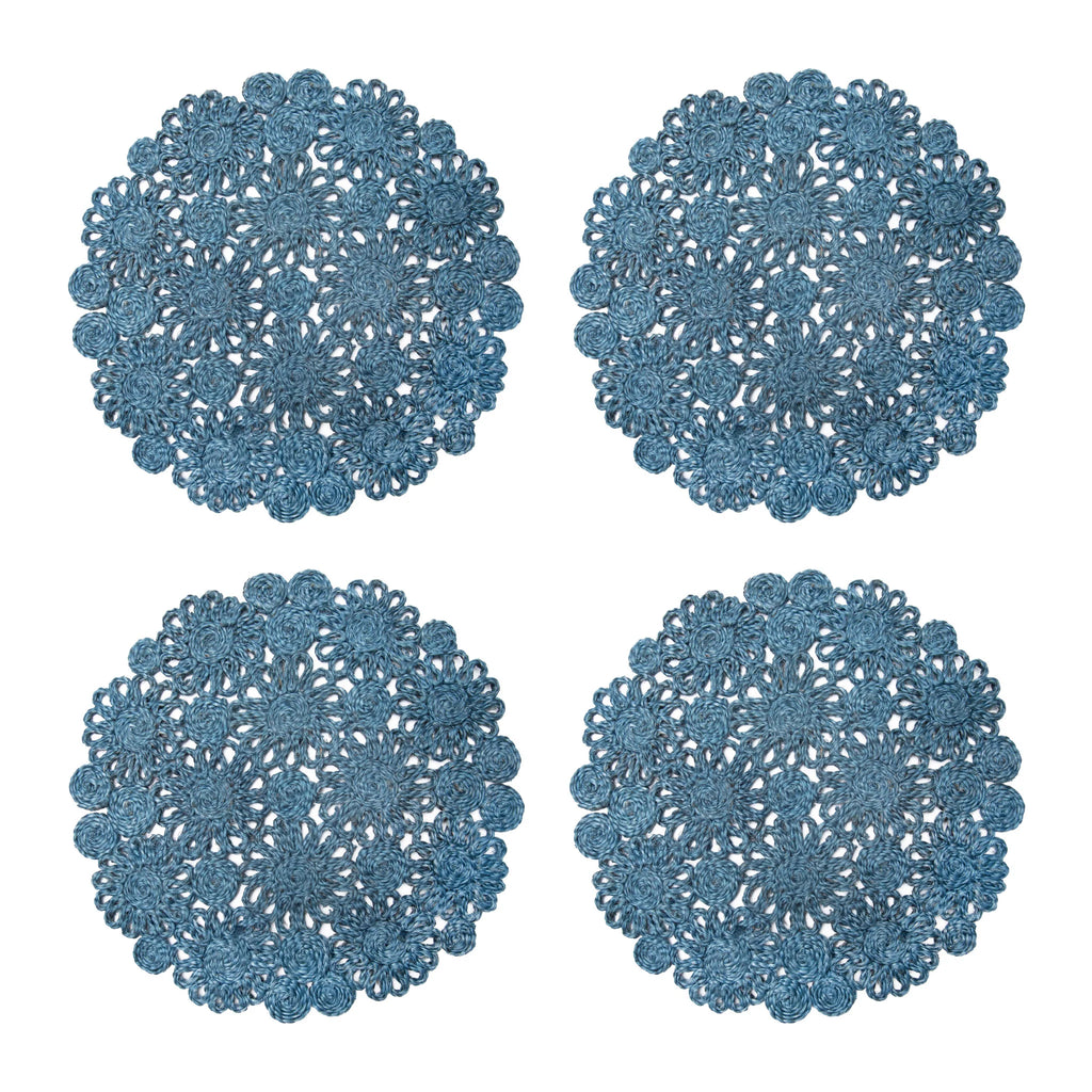 Daisy Jute Blue Jean Placemats Set of 4