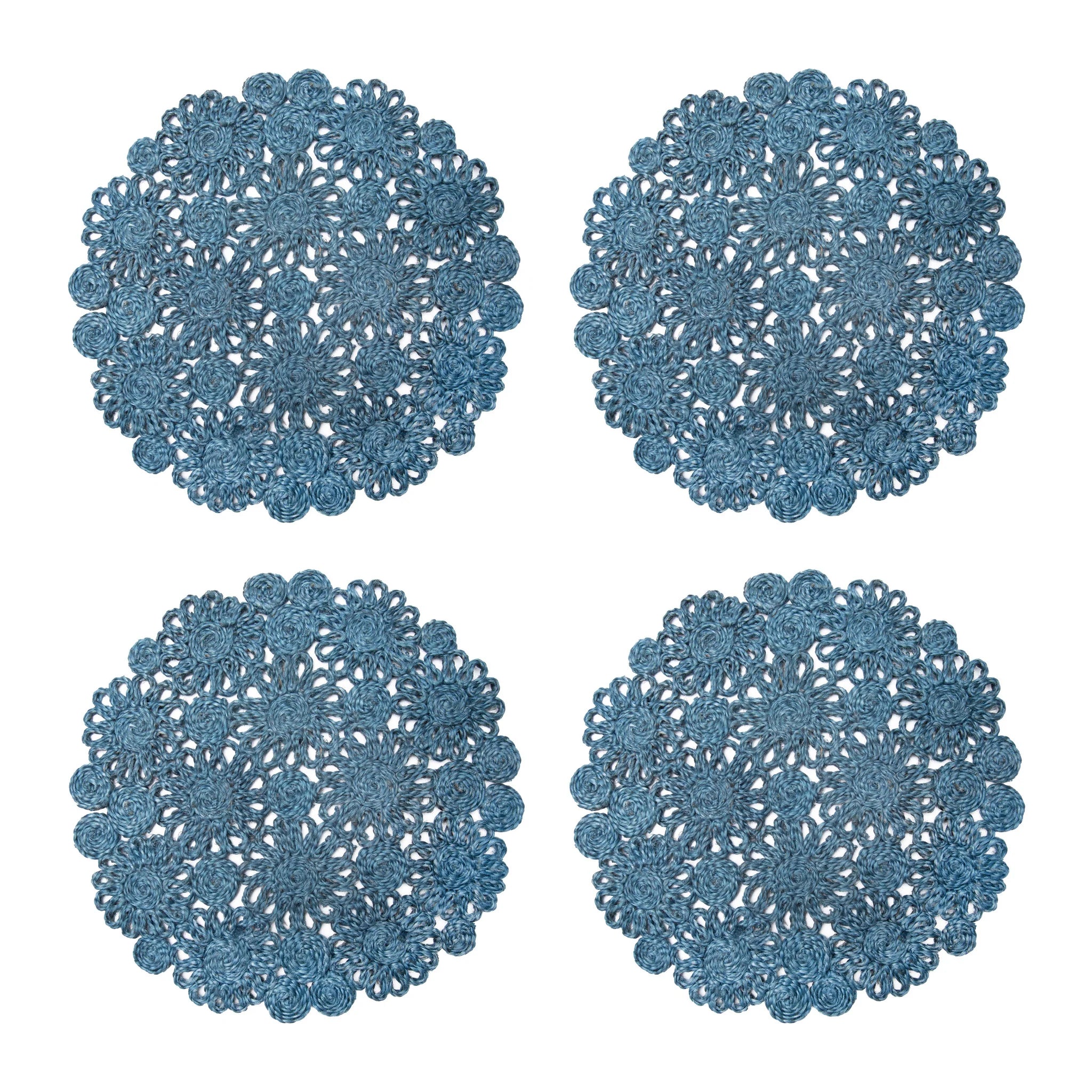 Daisy Jute Blue Jean Placemats Set of 4