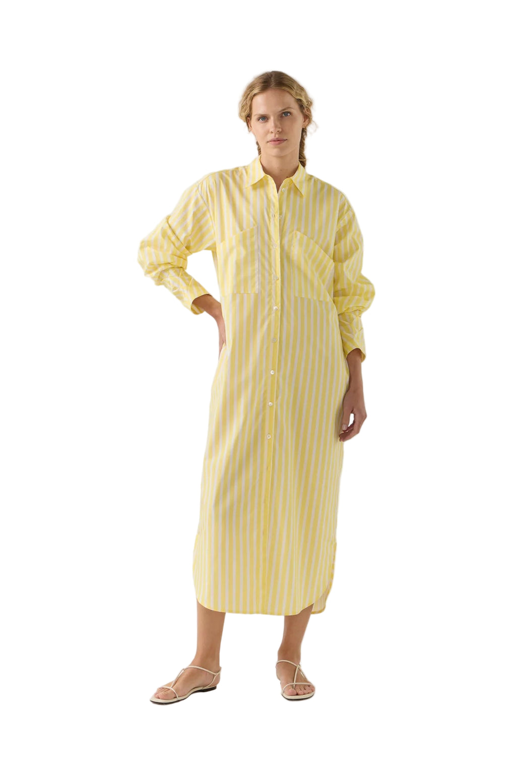 Dolly Dress Lemon Stripe Poplin