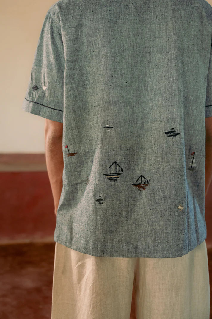 Blue Boats & Ships Coloured Shirt
