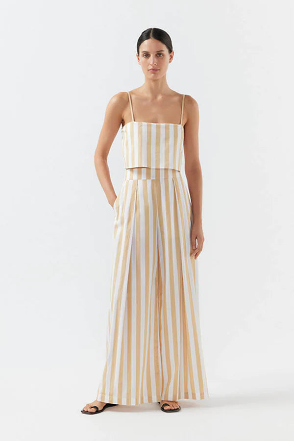 BIRD & KNOLL Darcy Palazzo Pant Sand Stripe | Halcyon Atelier