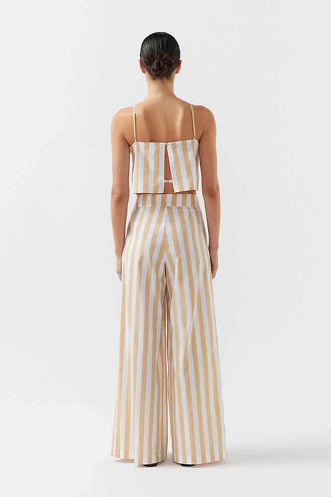 BIRD & KNOLL Darcy Palazzo Pant Sand Stripe | Halcyon Atelier