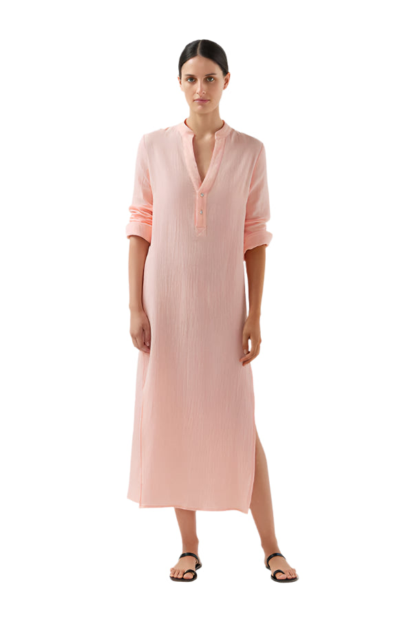 BIRD & KNOLL Freida Shirt Dress Sorbet Pink | Halcyon Atelier