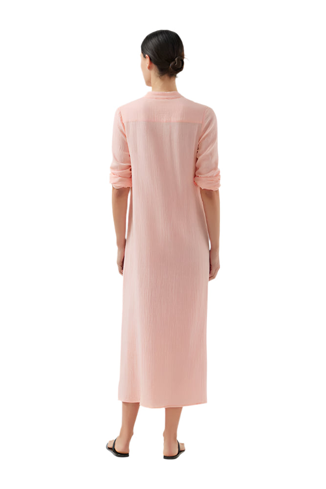 BIRD & KNOLL Freida Shirt Dress Sorbet Pink | Halcyon Atelier