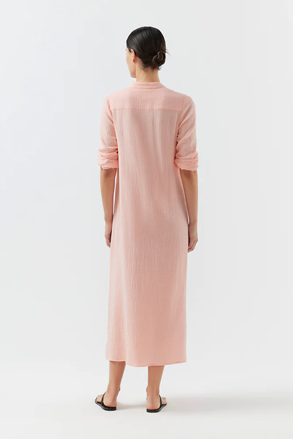 BIRD & KNOLL Freida Shirt Dress Sorbet Pink | Halcyon Atelier