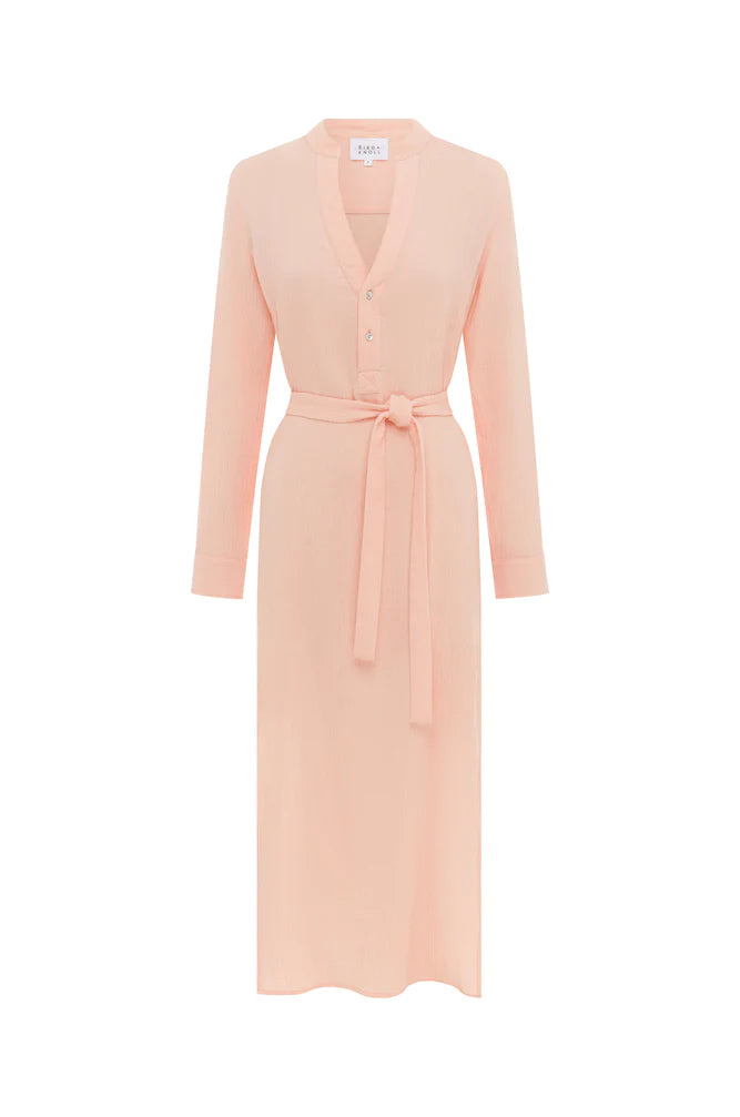 BIRD & KNOLL Freida Shirt Dress Sorbet Pink | Halcyon Atelier