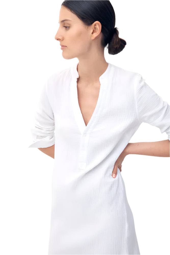 BIRD & KNOLL Frieda Shirt Dress White | Halcyon Atelier