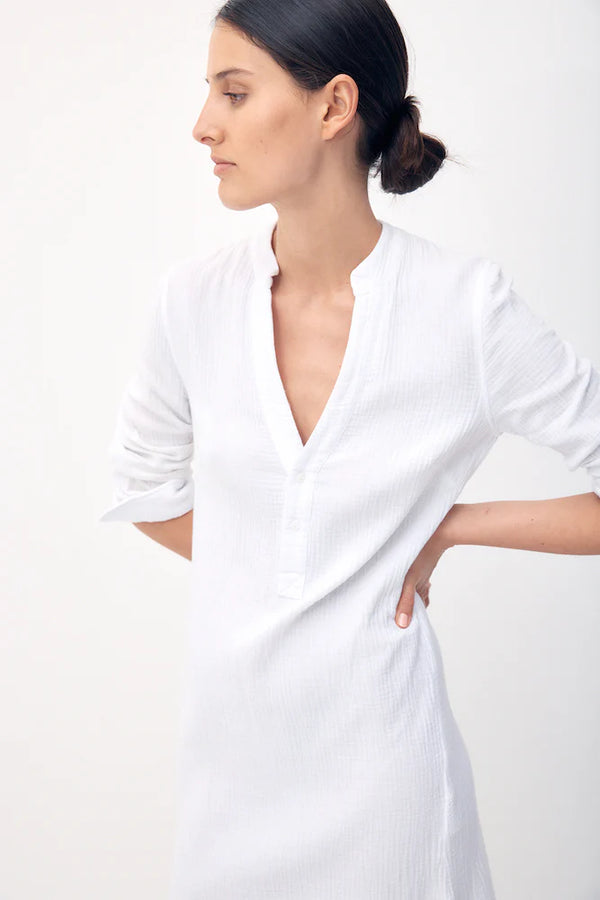 BIRD & KNOLL Frieda Shirt Dress White | Halcyon Atelier