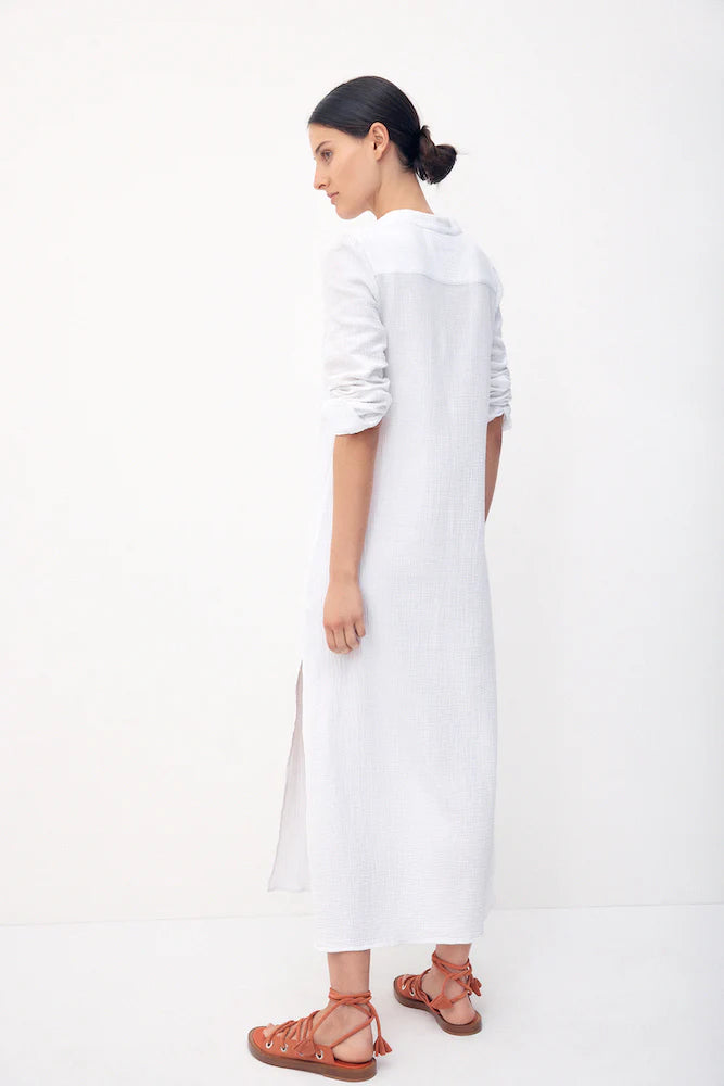 BIRD & KNOLL Frieda Shirt Dress White | Halcyon Atelier