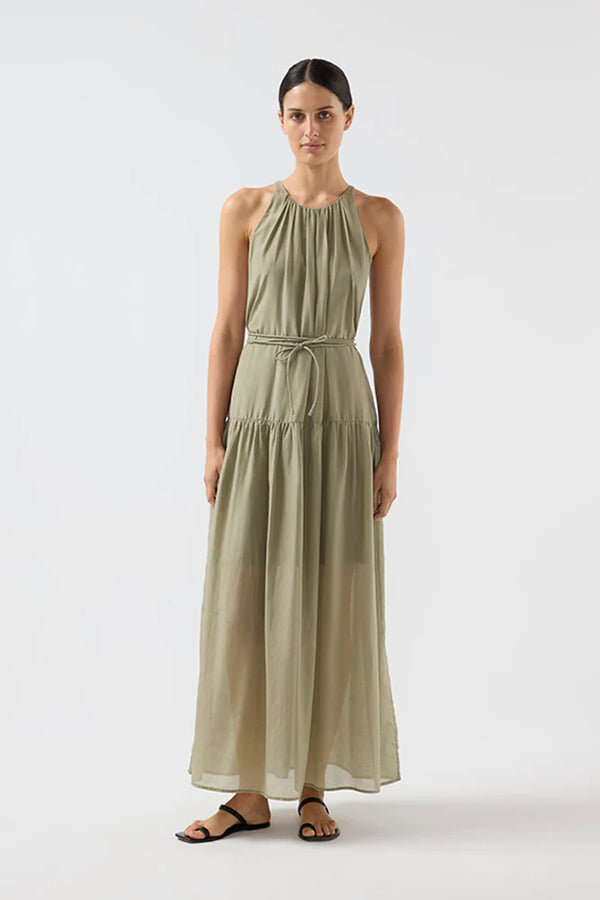 BIRD & KNOLL Giovanna Maxi Dress Olive | Halcyon Atelier