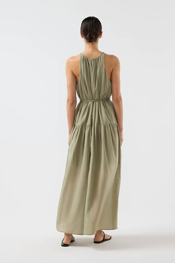 BIRD & KNOLL Giovanna Maxi Dress Olive | Halcyon Atelier