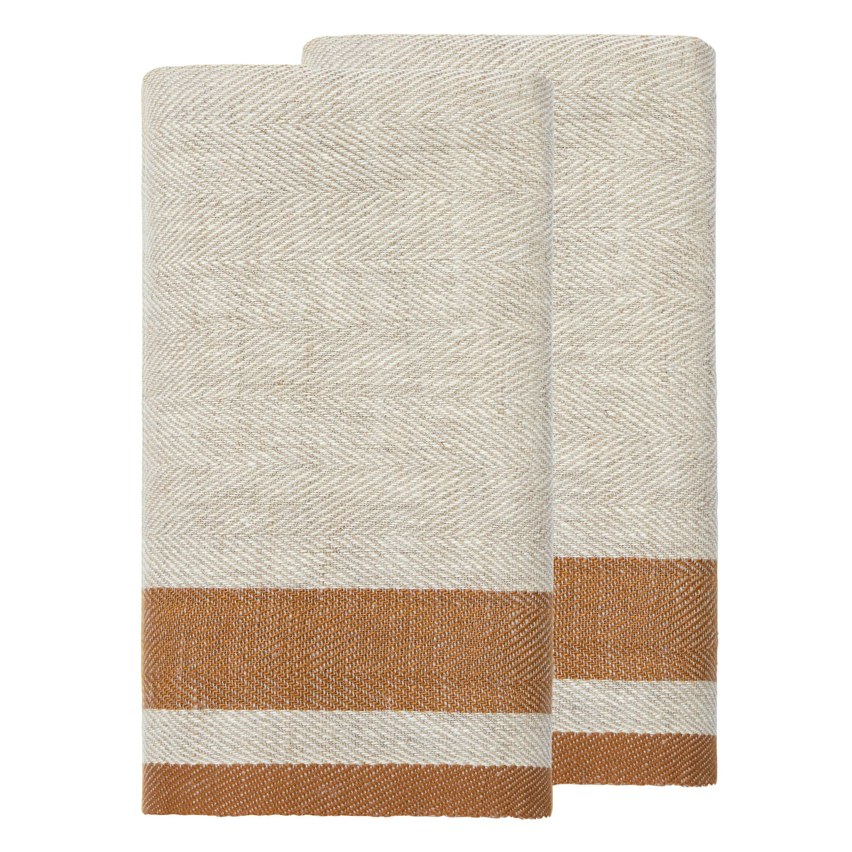 Gordes Natural & Tobacco Tea Towels - Set of 2