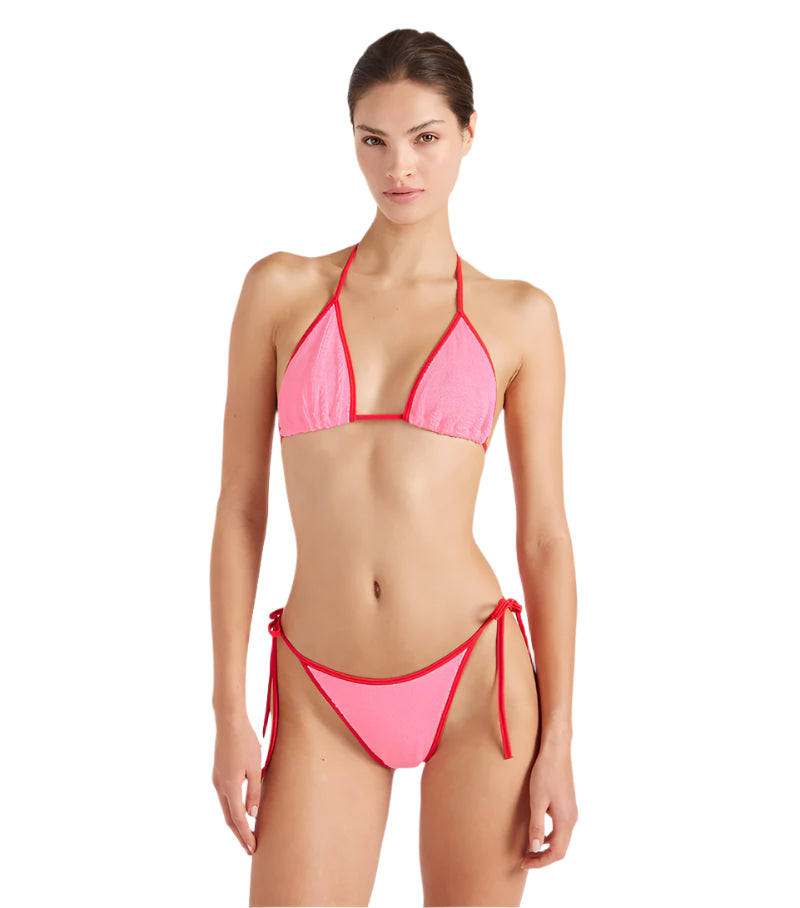 HUNZA G Gina Bikini Contrast Bubblegum/Red | Halcyon Atelier