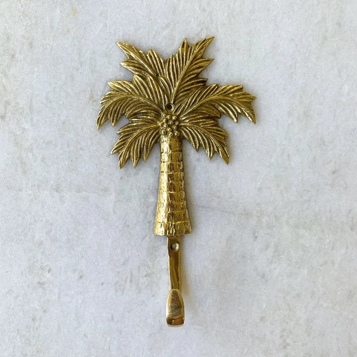 Solid Brass Palm Tree Hook Gold Colour