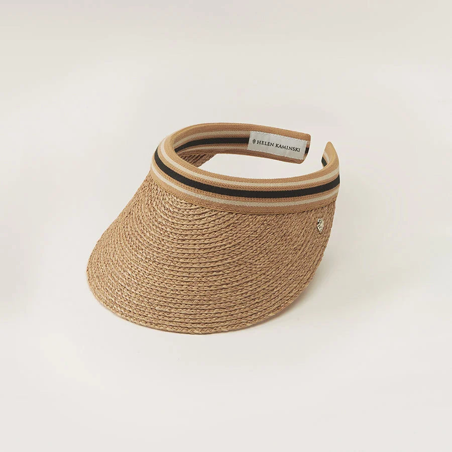 Bianca 10 Raffia Stripe Visor Nougat/Black