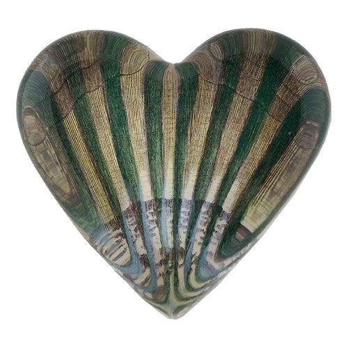 Green Scallop Heart Charm Paperweight