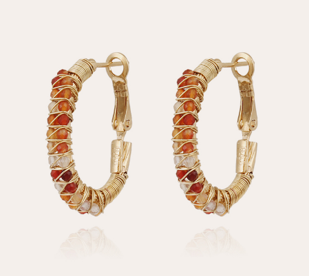 GAS BIJOUX Lyre Hoop Earrings - Carnelian | Halcyon Atelier