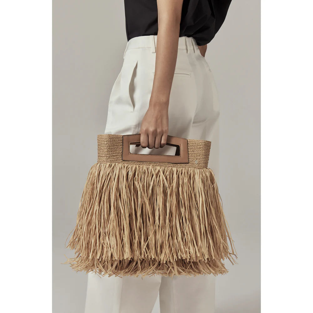 Bailey Raffia Fringe Tote Natural/Caramel