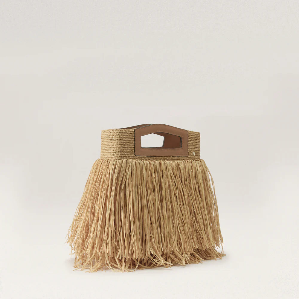Bailey Raffia Fringe Tote Natural/Caramel