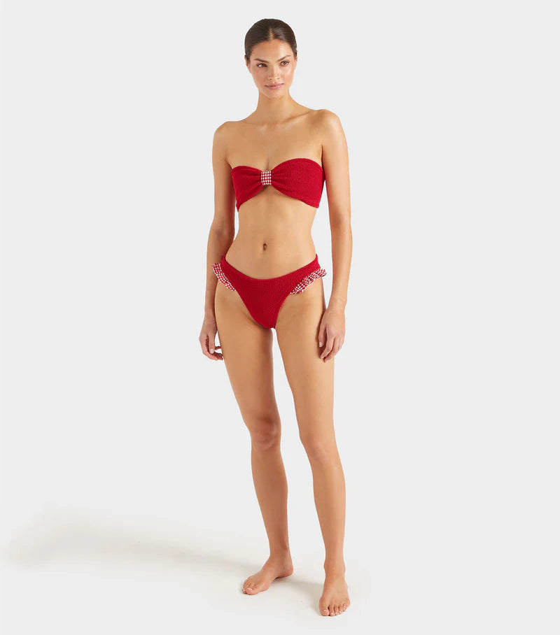 HUNZA G Jean Crinkle Bikini Red Gingham | Halcyon Atelier