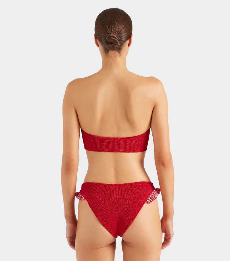 HUNZA G Jean Crinkle Bikini Red Gingham | Halcyon Atelier