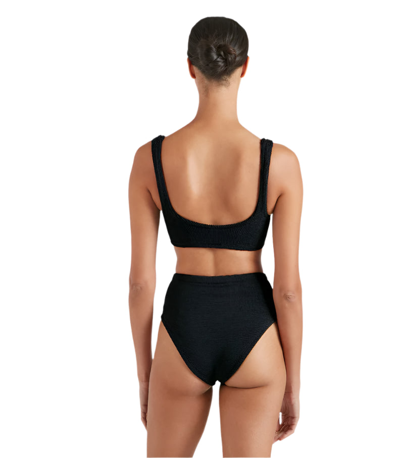HUNZA G Judy Crinkle Bikini Black | Halcyon Atelier
