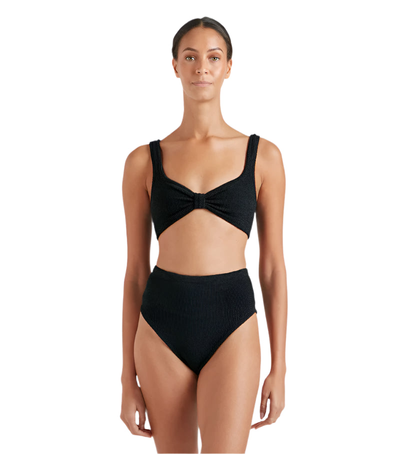 HUNZA G Judy Crinkle Bikini Black | Halcyon Atelier