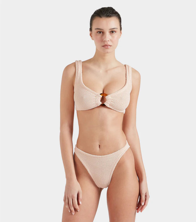 HUNZA G Julia Crinkle Bikini Blush | Halcyon Atelier