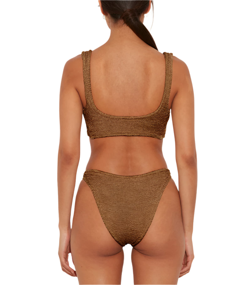 Juno Bikini Crinkle Metallic Cocoa