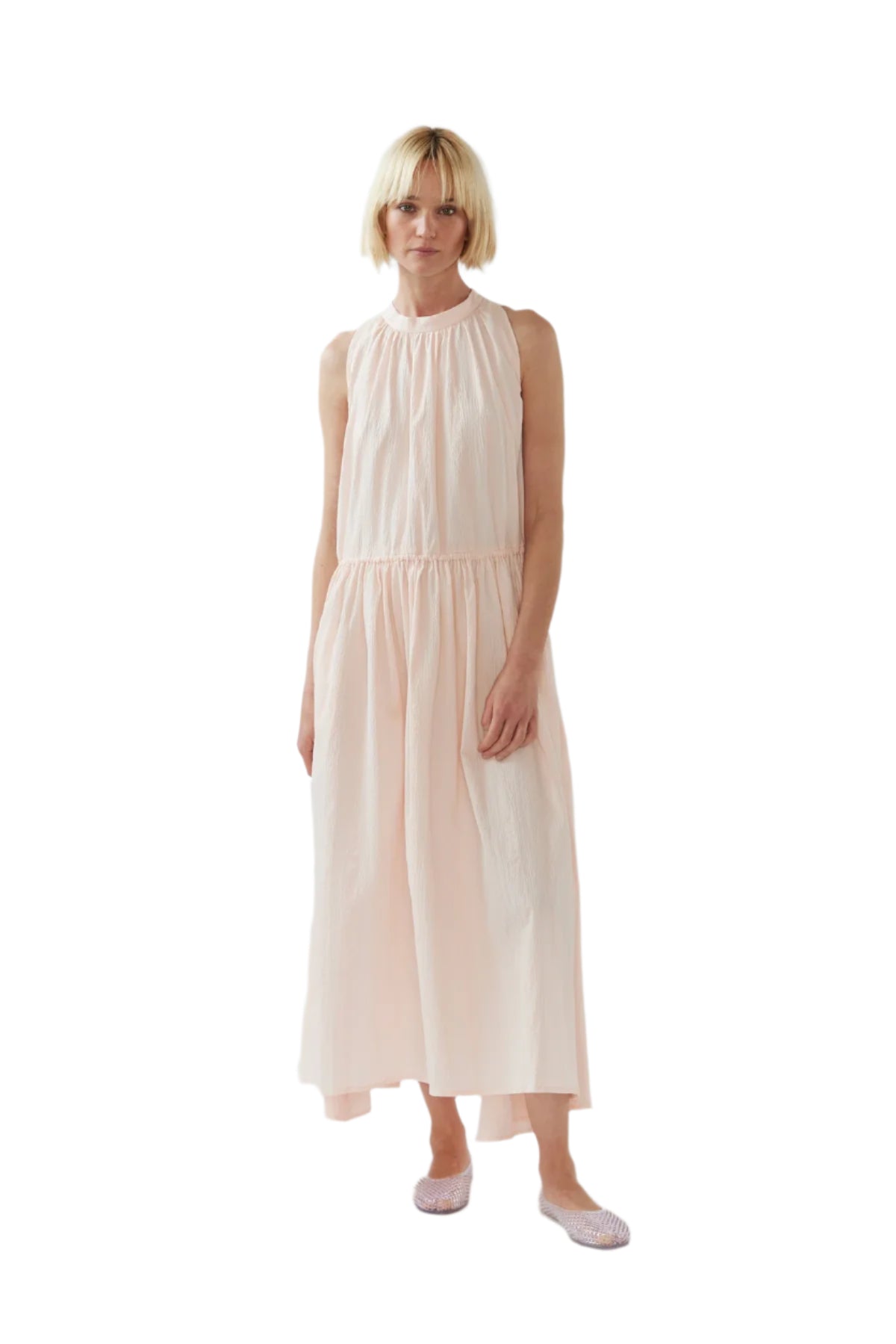 Kinga Dress Ballet Pink Seersucker