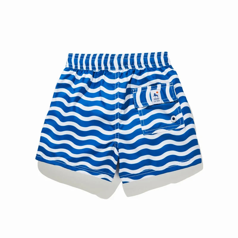 Le Blue Wavy Kids Boardshorts