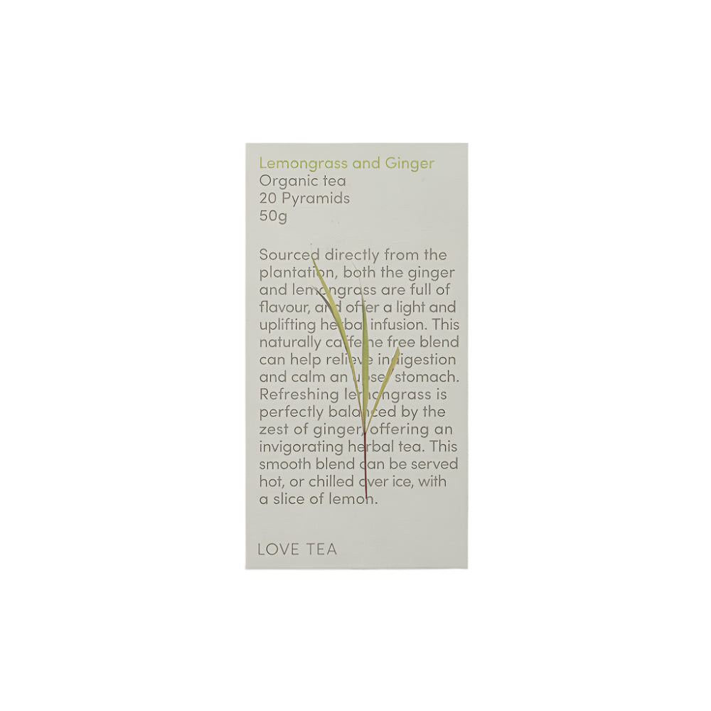 LOVE TEA Lemongrass & Ginger Tea 20 Pyramids | Halcyon Aterlier