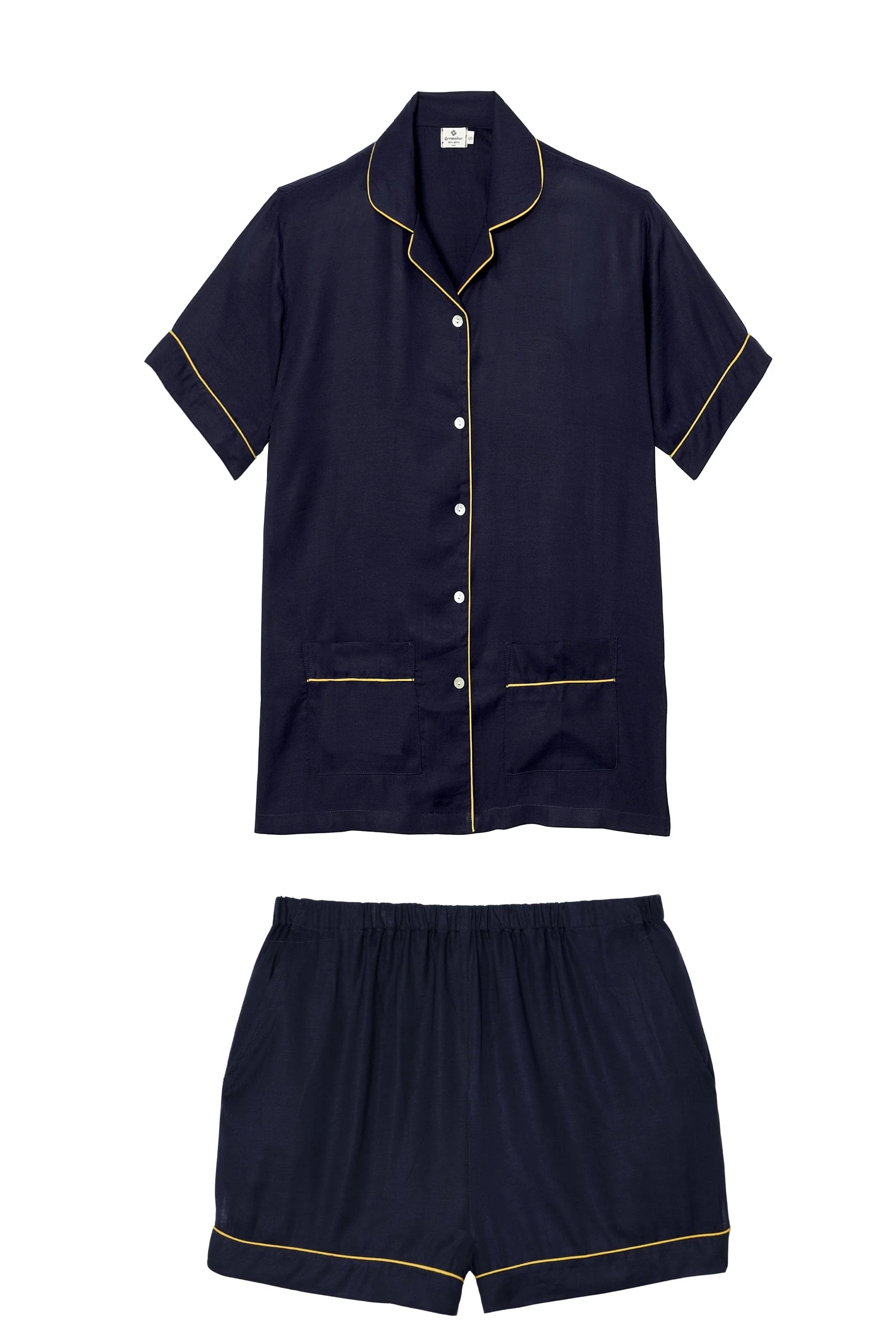 Lili Short Pyjamas Navy Cotton & Silk