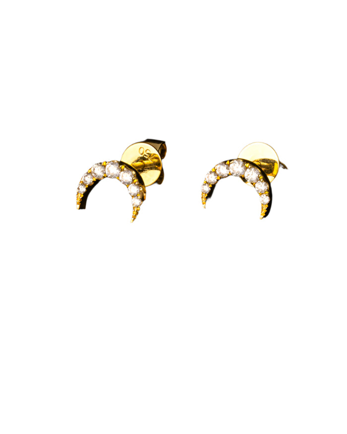 LUNE I 18ct yellow gold moon diamond studs