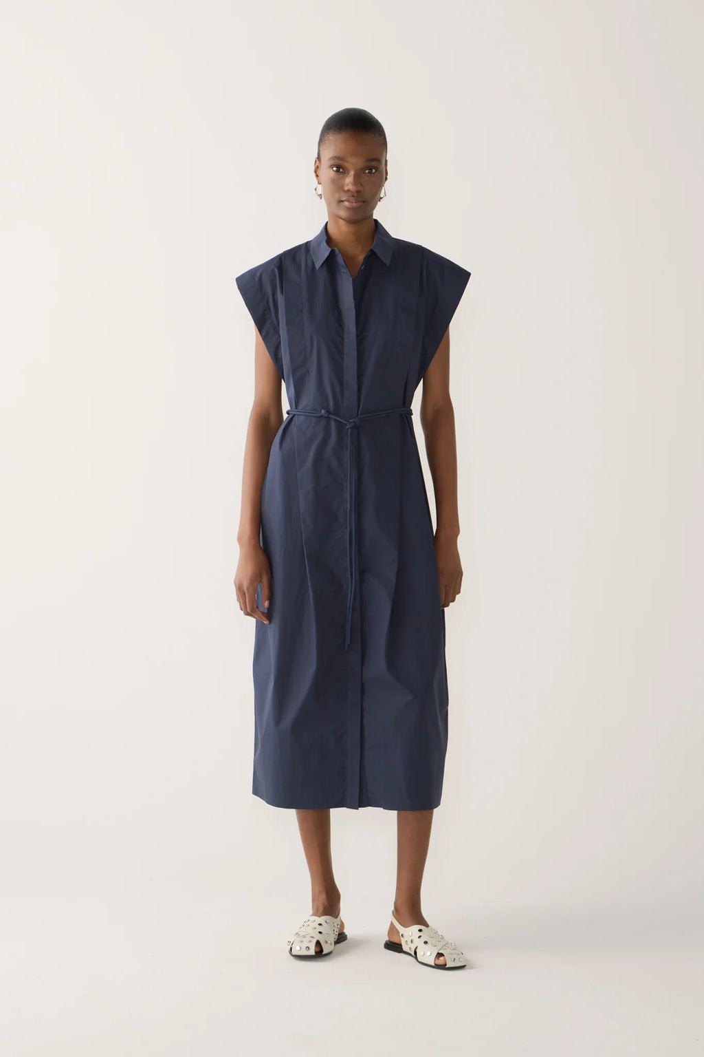 Mona Dress Navy Poplin
