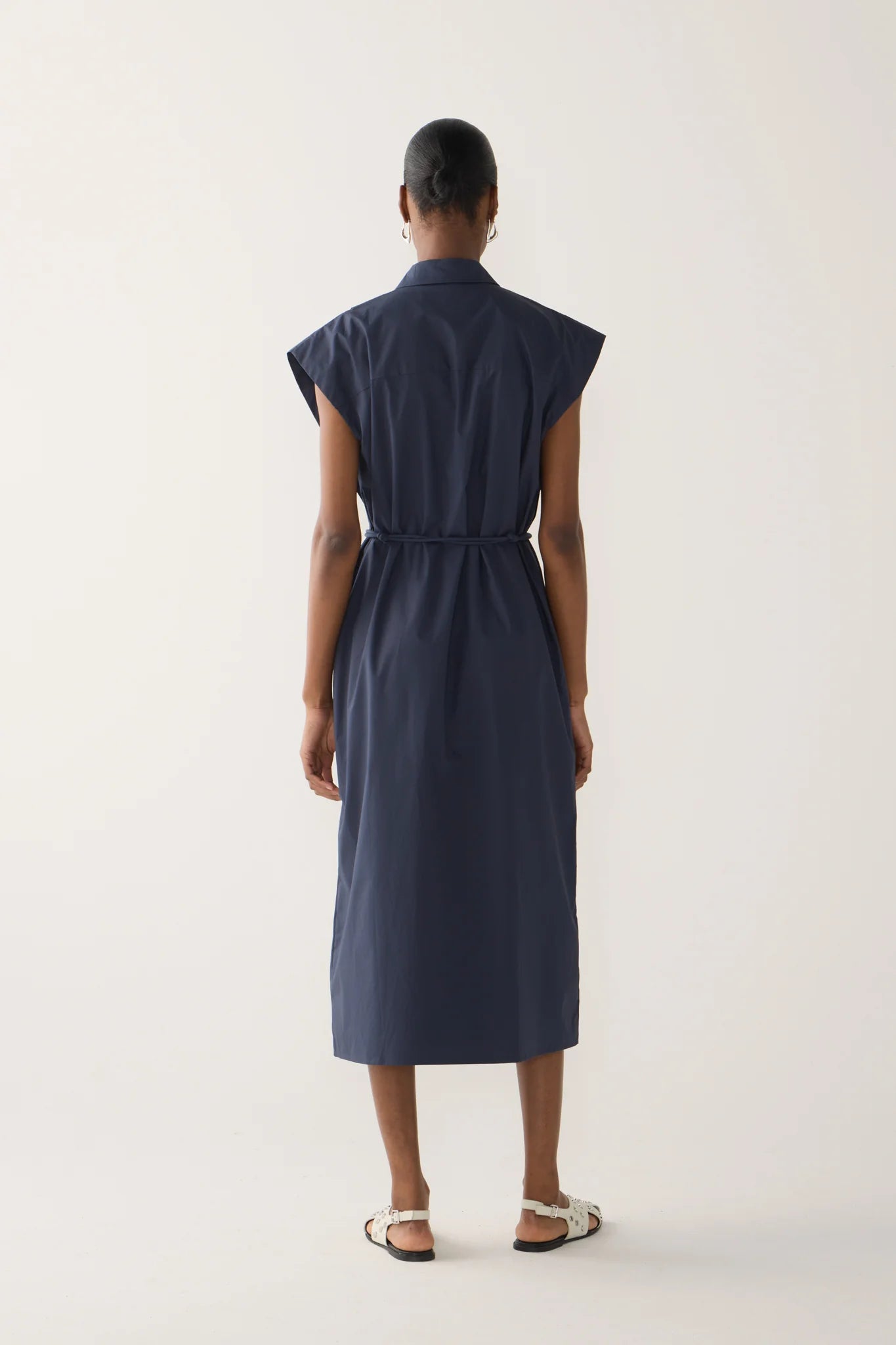 Mona Dress Navy Poplin