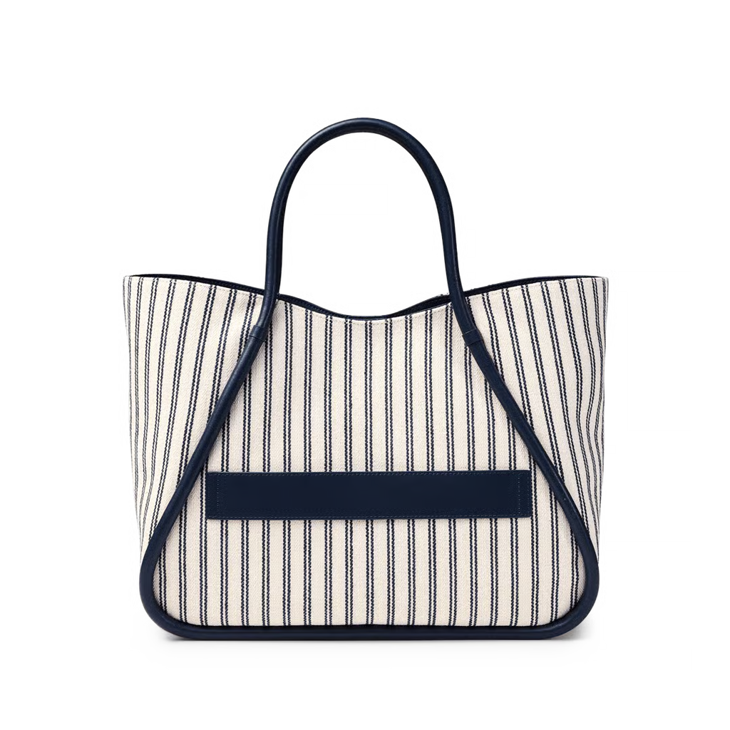 Marina Stripe Tote - Marine Navy